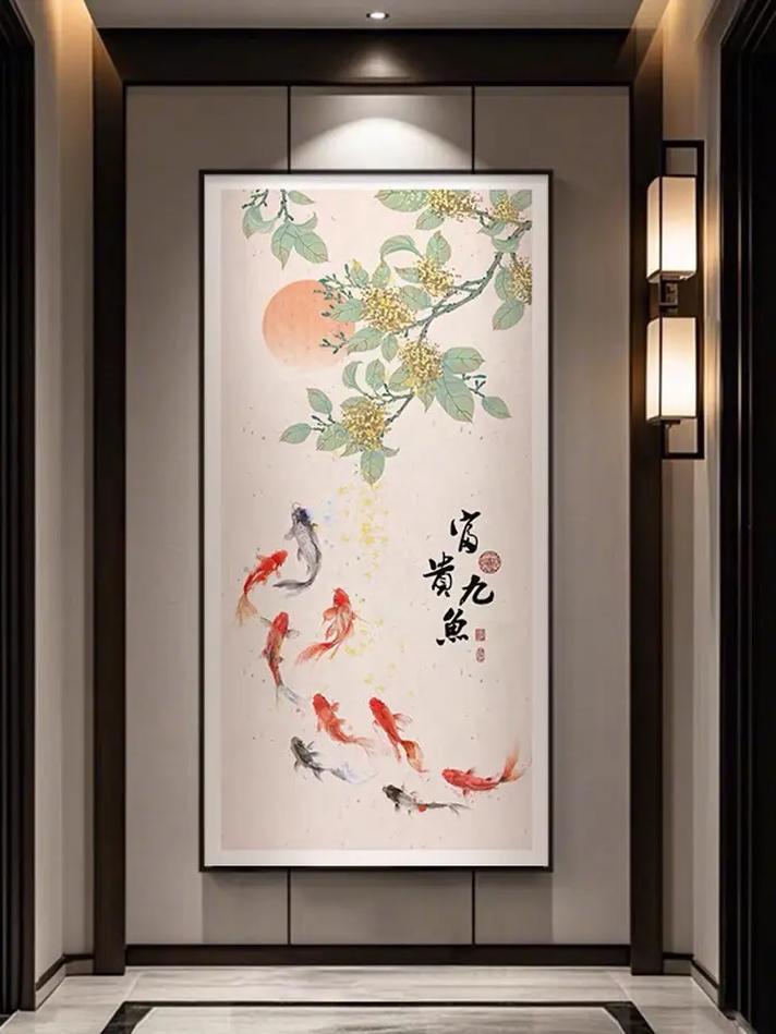 客厅挂九鱼图好不好,吉祥富贵,客厅雅致挂画首选 客厅挂九鱼图好不好,吉祥富贵,客厅雅致挂画首选